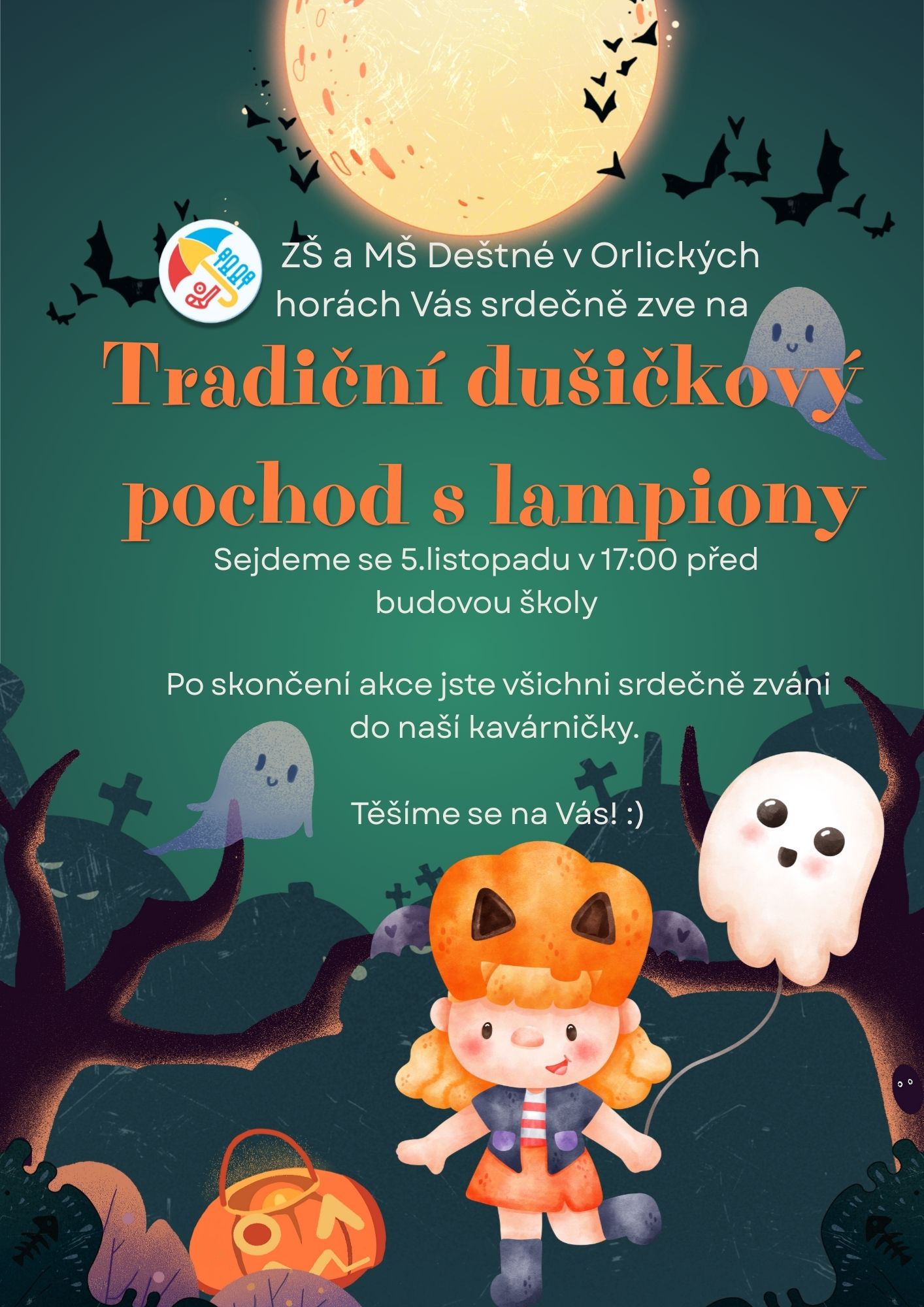 ZŠ a MŠ Deštné - Tradiční dušičkový pochod s lampiony